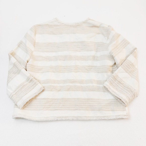 Greylin Joselyn Striped Jacket Fringe Detail Cream Size L - Picture 5 of 7
